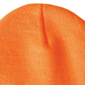 Knit Beanie with No Pom and No Cuff (Woven Logo)