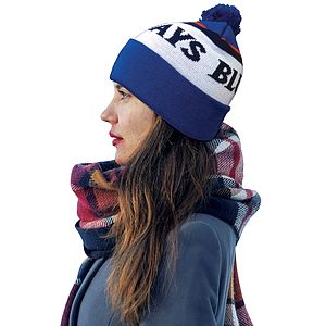 Knit Beanie with Pom and Cuff (Embroidery Logo)