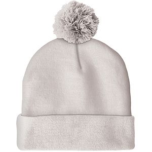 Knit Beanie with Pom and Cuff (Embroidery Logo)