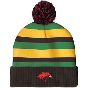 Knit Beanie with Pom and Ribbed Cuff (Embroidery Logo)