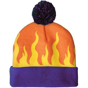 Knit Beanie with Pom and Cuff (No Logo)