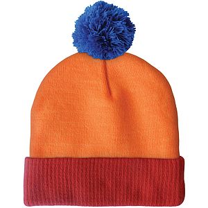 Knit Beanie with Pom and Ribbed Cuff (No Logo)