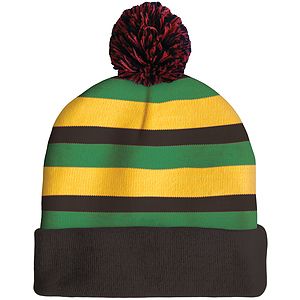 Knit Beanie with Pom and Cuff (Woven Logo)
