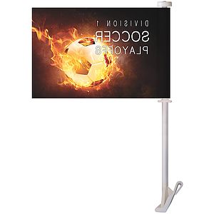 7.5" x 10.5" Single Reverse Digitally Printed Custom Car Flag on a Premium Staff