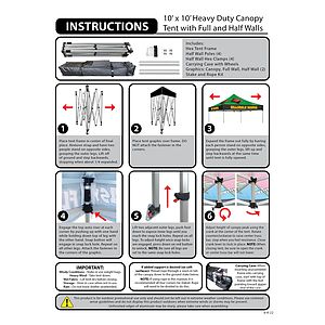 10' Heavy Duty Tent With One Full Wall and Two Half Walls