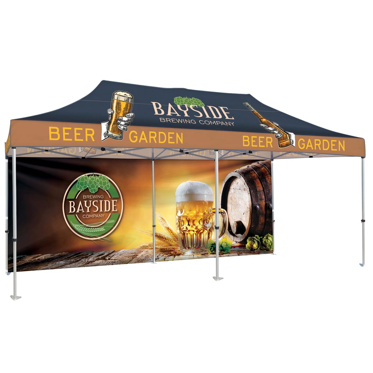 10' x 20' Heavy Duty Canopy Tent with One Full Wall