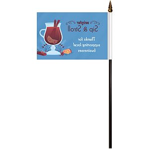 Single Reverse Polyester Stick Flags