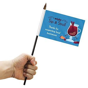 4" x 6" Single Reverse Stick Flag with Black Plastic Weighted Base