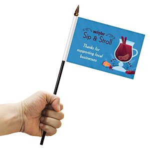 Double Sided Stick Flag with Black Plastic Weighted Base