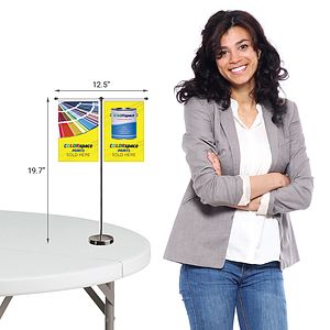 11-19.7" T Style Metal Telescopic Flagpole with Two Double Sided Banners