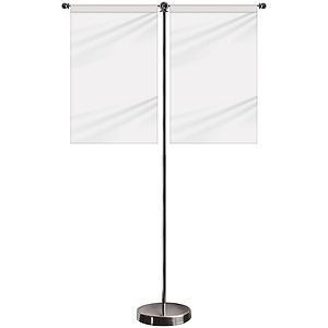 11-19.7" T Style Metal Telescopic Flagpole with Two Single Reverse Banners