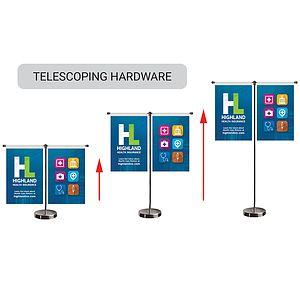 11-19.7" T Style Metal Telescopic Flagpole with Two Single Reverse Banners