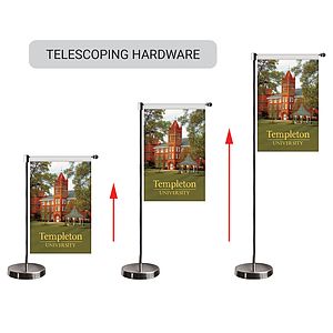 11-19.7" Metal Telescopic Flagpole with One Double Sided Banner