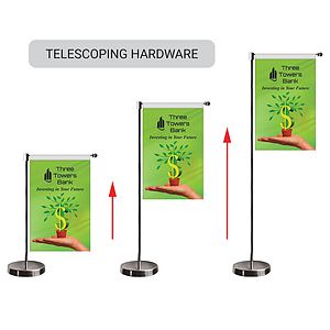 11-19.7" Metal Telescopic Flagpole with One Single Reverse Banner