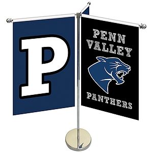 11-19.7" Metal Telescopic Flagpole with Three Double Sided Banners