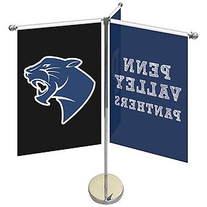11-19.7" Metal Telescopic Flagpole with Three Single Reverse Banners