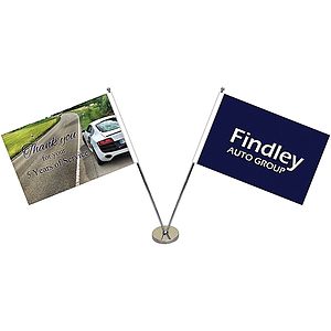 11-19.7" Metal Telescopic Flagpole with Two Double Sided Flags