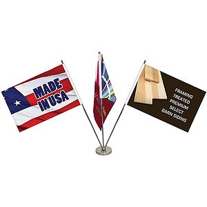 11.4-20" Metal Telescopic Flagpole with Three Double Sided Flags