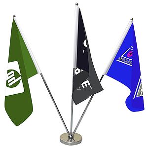 11.4-20" Metal Telescopic Flagpole with Three Single Reverse Flags