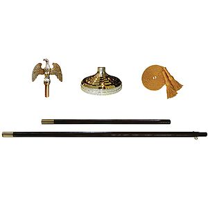 7' x 1-1/4" Flagpole Mounting Set w/Gold Eagle Top Ornament