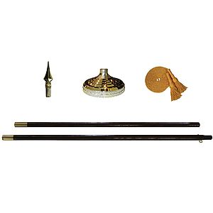 8' x 1-1/4" Flagpole Mounting Set w/Gold Spear Top Ornament