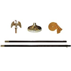 8' x 1-1/4" Flagpole Mounting Set w/Gold Eagle Top Ornament
