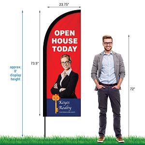 48 - Hour 6' Single Reverse Half Drop Banner with Hardware Set