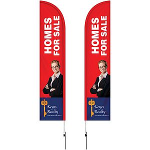 12' Double Sided Half Drop Banner w/ Premium Hardware & Spike