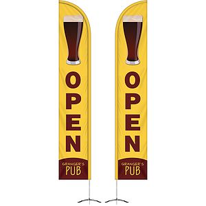 12' Double Sided Half Drop Banner w/ Premium Hardware & Cross Base