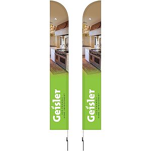15' Double Sided Half Drop Banner w/ Premium Hardware & Spike