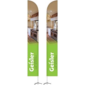 15' Double Sided Half Drop Banner w/ Premium Hardware & Cross Base