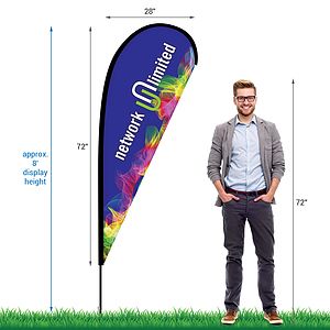 6' Single Reverse Portable Teardrop Banner w/ Hardware Set