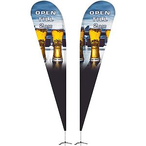 15' Double Sided Teardrop Banner w/ Premium Hardware & Cross Base