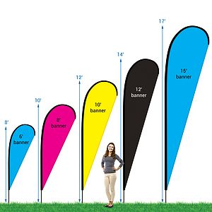 6' Double Sided Custom Portable Teardrop Banners