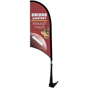 Single Reverse Portable Half Drop Car Flag - Non-Adjustable Base