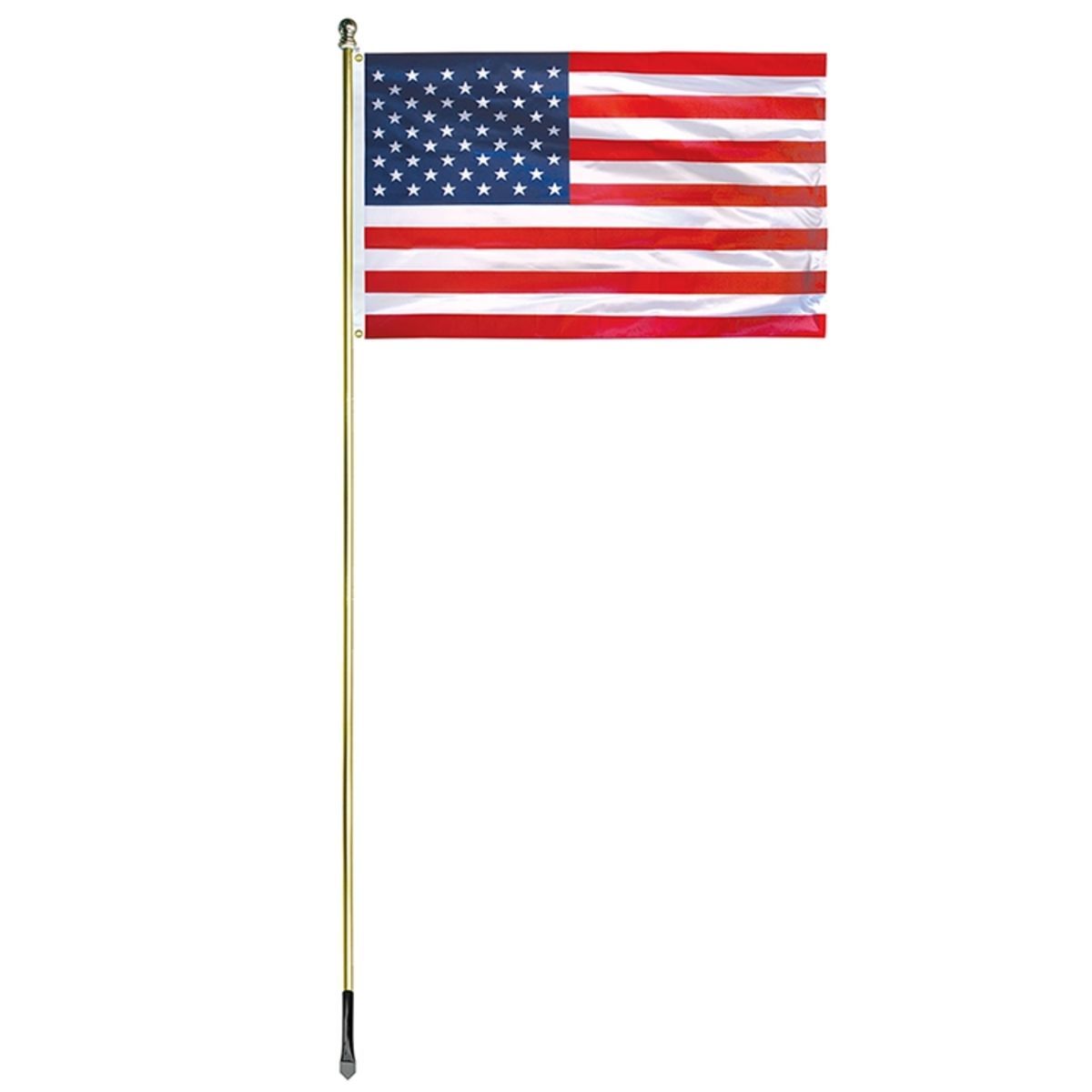 10' gold inground economy aluminum display pole w 3' x 5' printed us