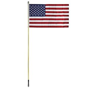 10' Gold Inground Economy Aluminum Display Pole w/ 3' x 5' Embroidered US Flag