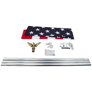 Silver Promotional Home Set with 3' x 5' Cotton US Flag