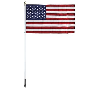 8' Silver Inground Economy Aluminum Display Pole w/ 3' x 5' Embroidered US Flag