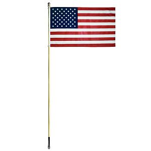 10' Gold Inground Economy Aluminum Display Pole w/ 3' x 5' Printed US Flag