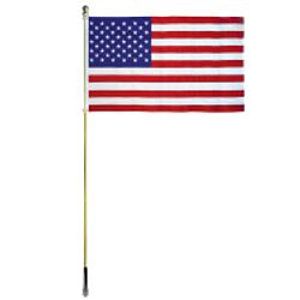 8' Gold Inground Economy Aluminum Display Pole w/ 3' x 5' Printed US Flag