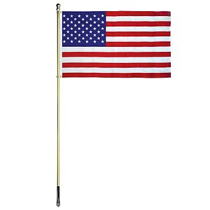 8' Gold Inground Economy Aluminum Display Pole w/ 3' x 5' Printed US Flag