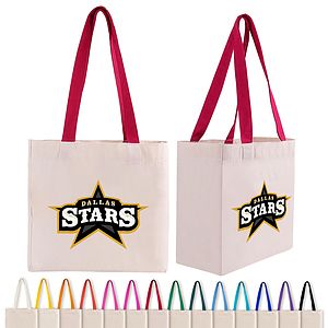 Cotton Colored Handle Tote w/Gusset