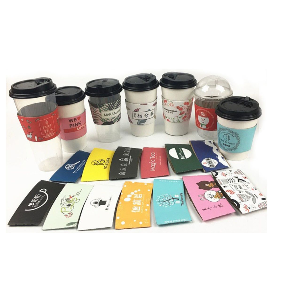 Hot Beverage Disposable White Paper Coffee Cup Sleeve
