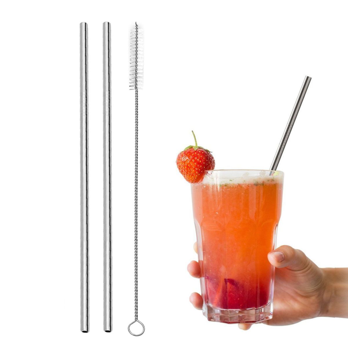 Straight Steel Straw/Brush