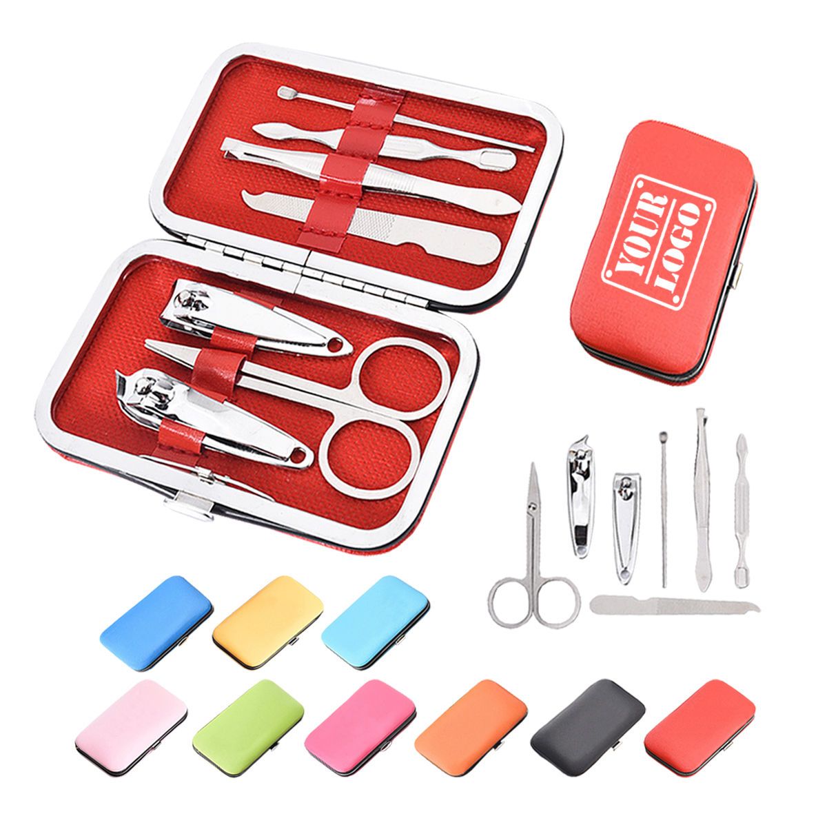 Travel Stainless Steel 7 Pieces Manicure Kit With PU Case