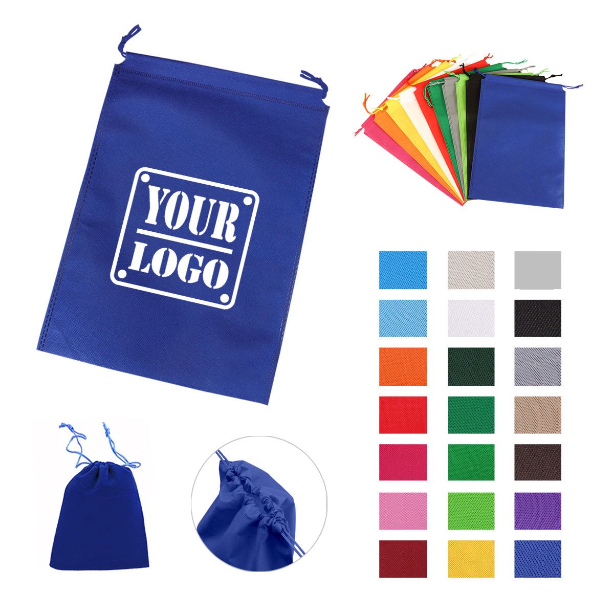 6 Non-woven Drawstring Pouches