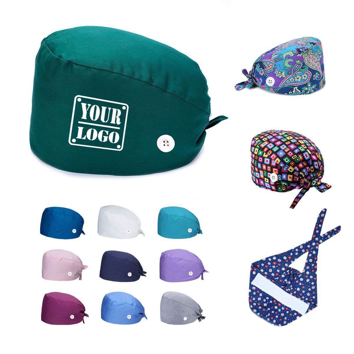 Medical Scrub Caps With Buttons