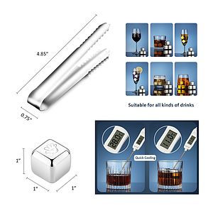 Stainless Steel Whiskey Ice Cubes Set With Tong