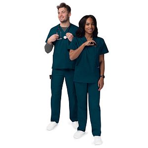 Adar - Sivvan - Unisex V-Neck Top Drawstring Pant Scrub Set